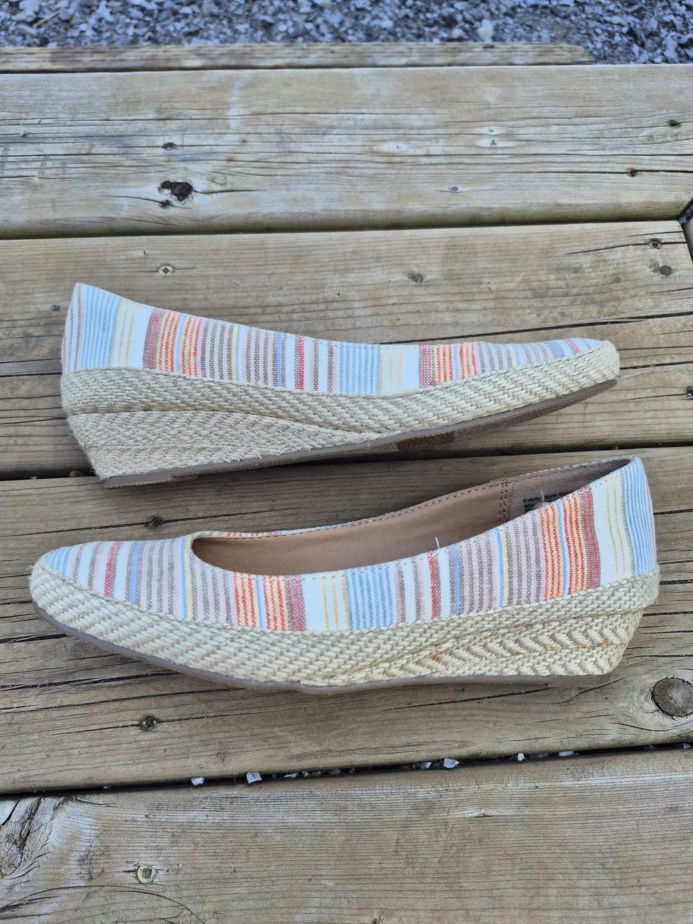 American Eagle Striped Canvas Women's Wedge Shoes in Size 7.5 - Picture 3 of 10